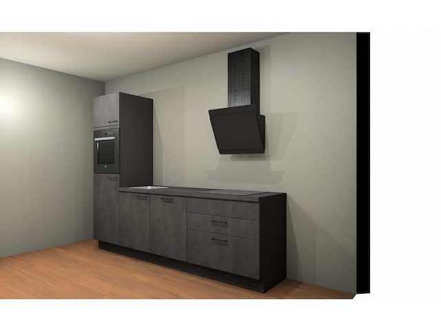 Nobilia laser decor zwart beton recht keuken - afbeelding 9 van  10
