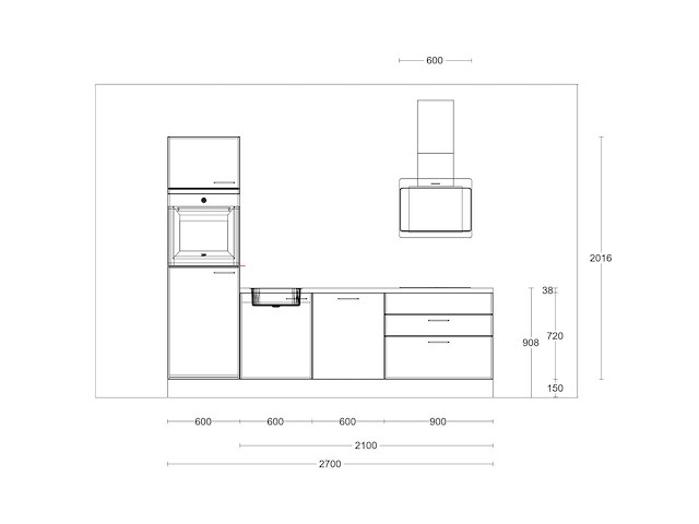 Nobilia laser decor zwart beton recht keuken - afbeelding 6 van  19