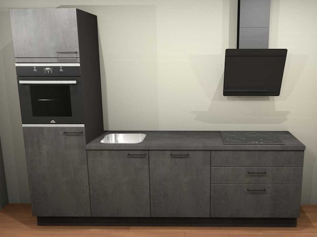 Nobilia laser decor zwart beton recht keuken - afbeelding 1 van  19