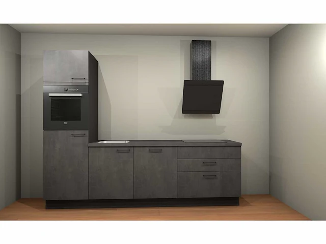 Nobilia laser decor zwart beton recht keuken - afbeelding 12 van  19