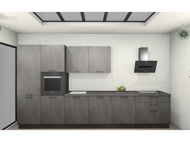 Nobilia laser decor zwart beton rechte keuken - afbeelding 19 van  24