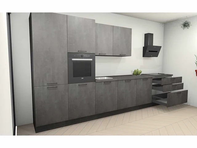 Nobilia laser decor zwart beton rechte keuken - afbeelding 23 van  24