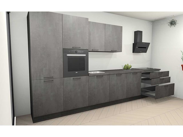 Nobilia laser decor zwart beton rechte keuken - afbeelding 24 van  25