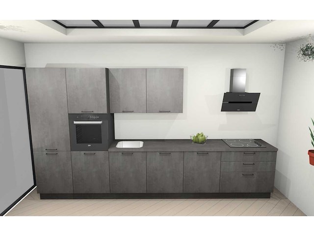 Nobilia laser decor zwart beton rechte keuken - afbeelding 19 van  23