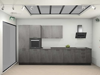 Nobilia laser decor zwart beton rechte keuken