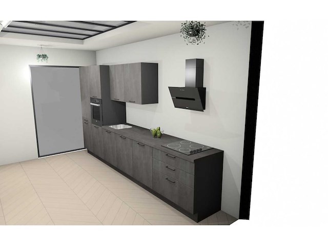 Nobilia laser decor zwart beton rechte keuken - afbeelding 22 van  25