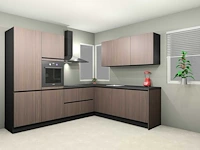 Nobilia structura decor noten milano hoek keuken