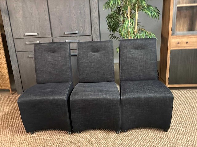 Noire verrijdbare eetkamerstoelen (3x) - afbeelding 5 van  8