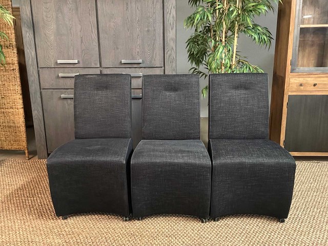 Noire verrijdbare eetkamerstoelen (3x) - afbeelding 6 van  8