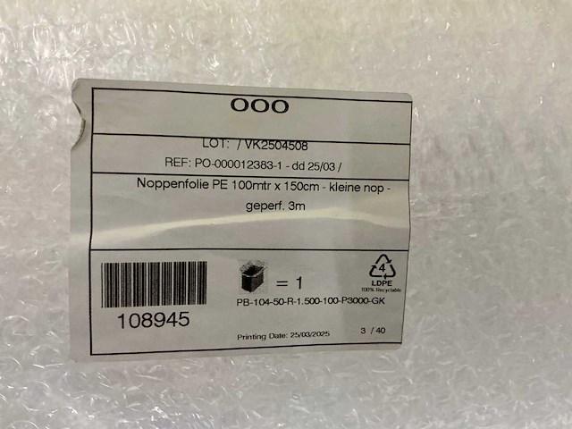 Noppenfolie (1.500 mm x 100 meter) (20x) - afbeelding 4 van  6