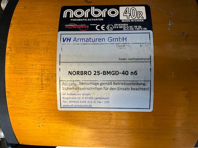 Norbro roestvrij staal afsluiter 1.4408 met actuator (4x) - afbeelding 5 van  7