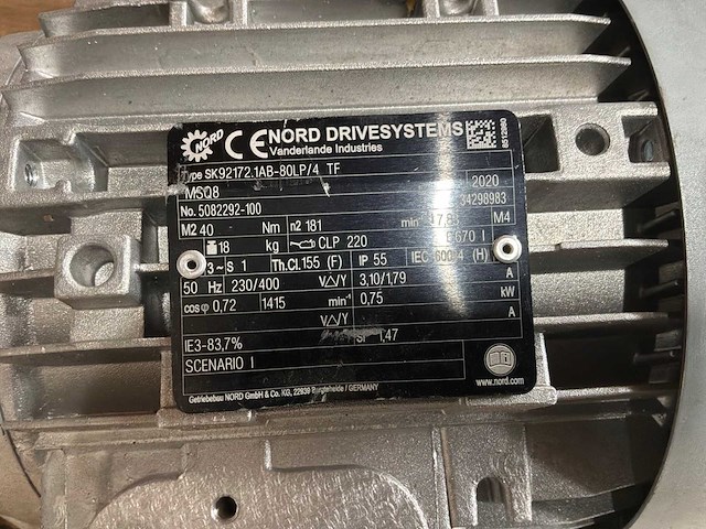 Nord drivesystem sk92772.1ab-80lp/4 tf elektromotor (2x) - afbeelding 2 van  2