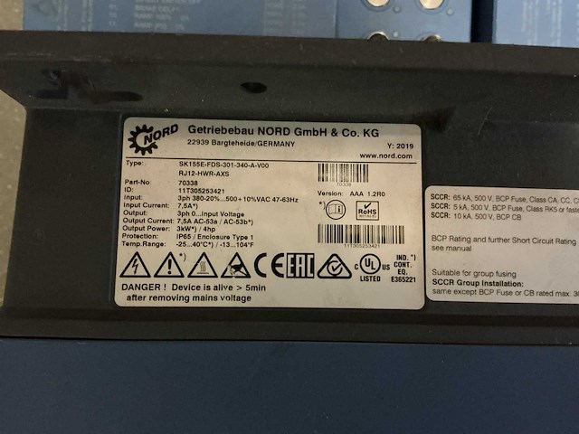 Nord drivesystems 3kw sk155e-fds-301-340-a-v00 converter frequentieregelaar (5x) - afbeelding 5 van  5