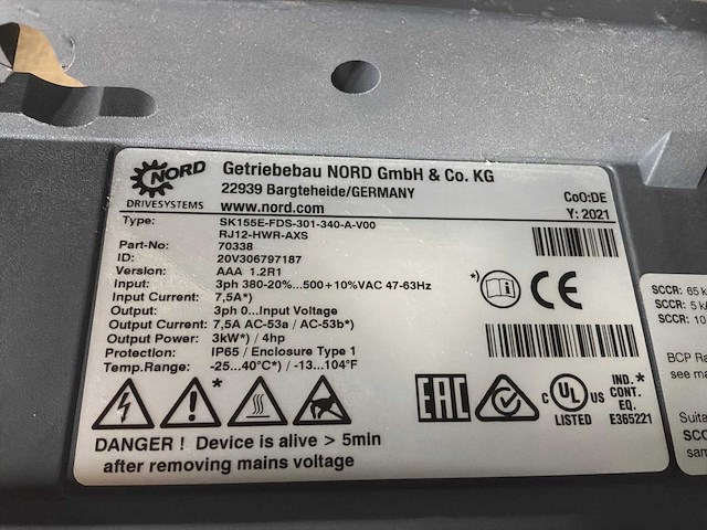 Nord drivesystems sk 200e frequentieregelaar - afbeelding 3 van  4