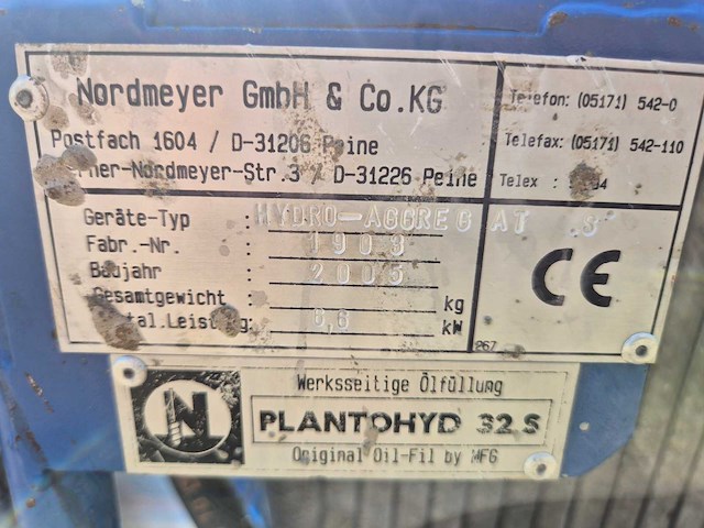 Nordmeyer hydraulische aggregaat met lifton breekhamer - afbeelding 9 van  12