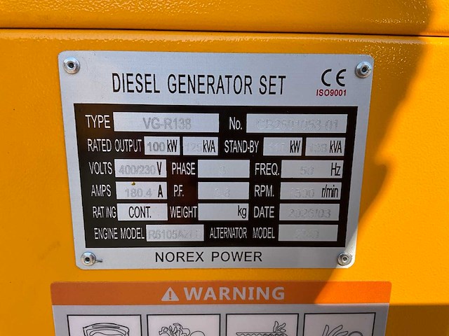 Norex power - 125 kva - generator / noodstroom aggregaat - 2026 - afbeelding 5 van  14
