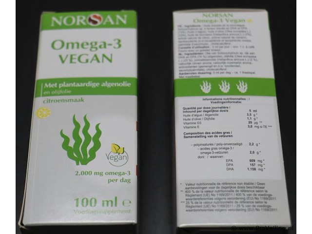 Norsan omega-3 vegan - 2 flessen á 100ml - citroensmaak - afbeelding 1 van  3