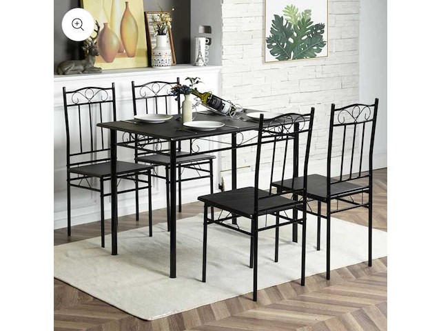 Norseman tafel met 4 stoelen, zwart - afbeelding 1 van  1