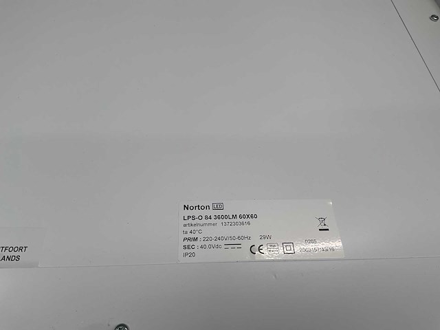 Norton led armatuur 60x60 cm - afbeelding 3 van  3