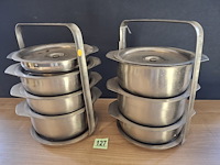 Nostalgische draagbare roestvrijstalen pannenset 2 sets - afbeelding 2 van  3