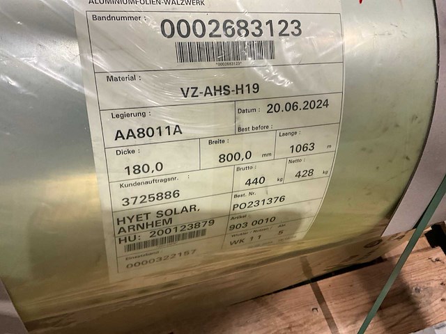 Novelis - aa8011a - rol aluminium (2x) - afbeelding 3 van  3