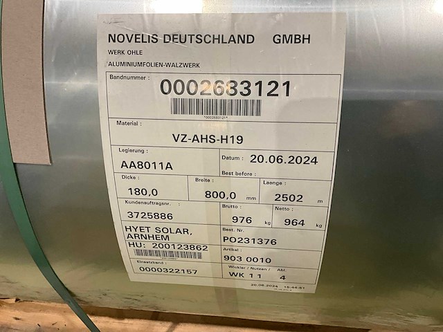 Novelis - aa8011a - rol aluminium (3x) - afbeelding 4 van  5