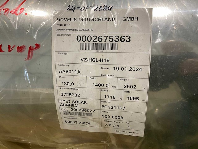 Novelis - aa8011a - rol aluminium - afbeelding 4 van  4