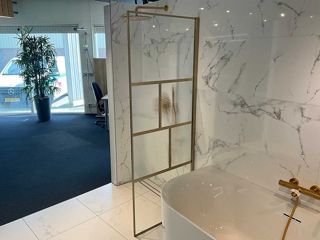 Novellini - inloopdouche met vakverdeling brushed gold 78 x 200 cm - afbeelding 2 van  4