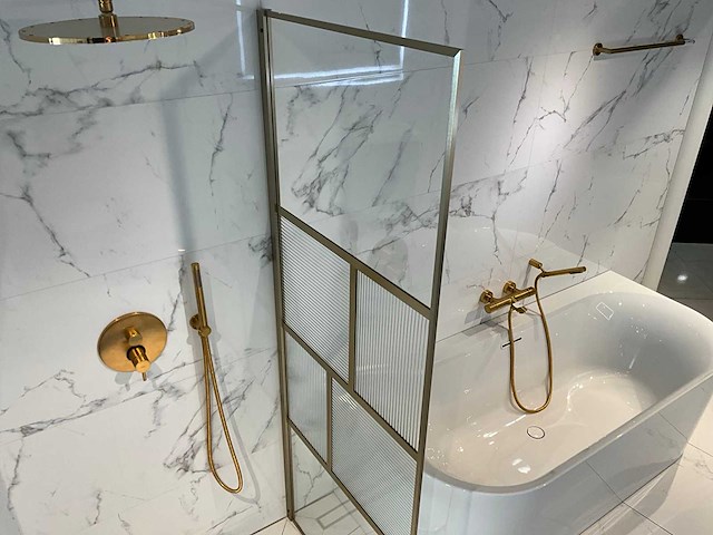 Novellini - inloopdouche met vakverdeling brushed gold 78 x 200 cm - afbeelding 4 van  4