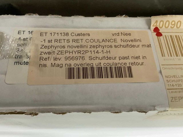 Novellini - zephyros 2p - douche & badwand schuifdeur 114x200 cm - afbeelding 9 van  9