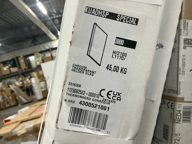 Novellini kuadra 117x210cm inloopdouche - afbeelding 3 van  3