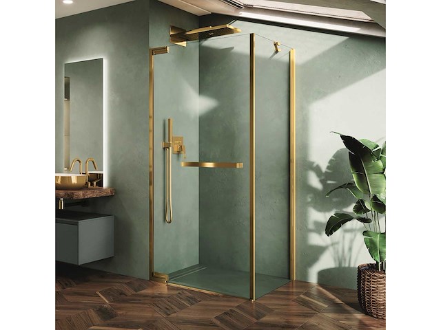 Novellini n180 fg zijwand i.c.m. zijwand g 78-79,5x200 cm brushed bronze helder glas - afbeelding 1 van  4