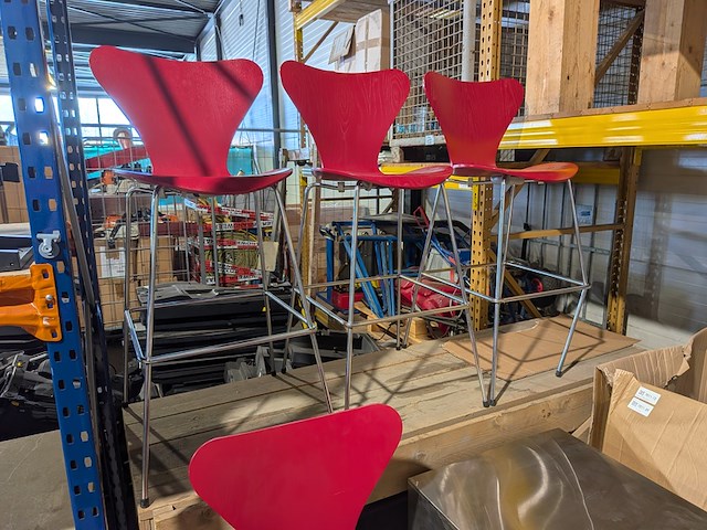 (ns materiaal) 4x barkruk, fritz hansen, series 7 - afbeelding 2 van  11