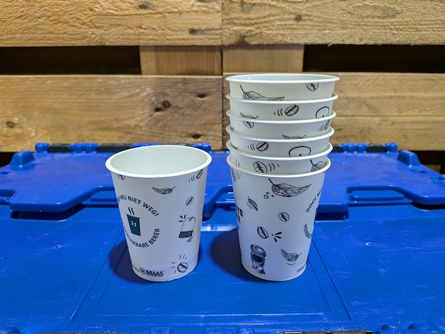 (ns materiaal) 8x kunststof transportbak, engels, e-line distribox, met herbruikbare bekes, circulware - afbeelding 2 van  6