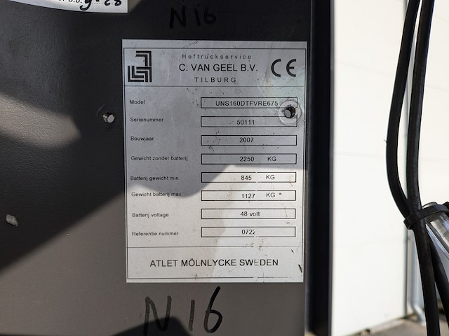 (ns materiaal) reachtruck, atlet, uns 160 dtf vre 675, 2007 - afbeelding 9 van  19