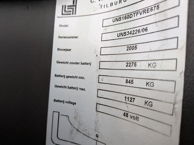 (ns materiaal) reachtruck, atlet, uns160dtf vre 675, 2005 - afbeelding 10 van  21