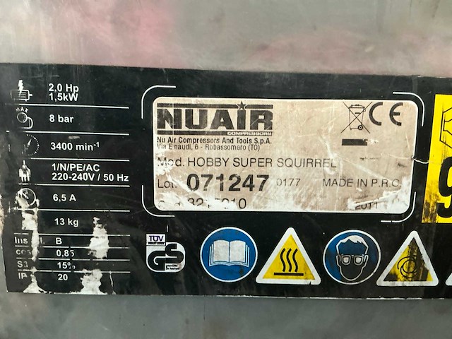 Nuair hobby super squirrel hogedrukcompressor - afbeelding 4 van  14