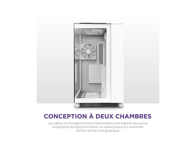 Nzxt h9 elite h9 elite mid-tower atx-gamingbehuizing met dubbele kamer wit - afbeelding 2 van  4