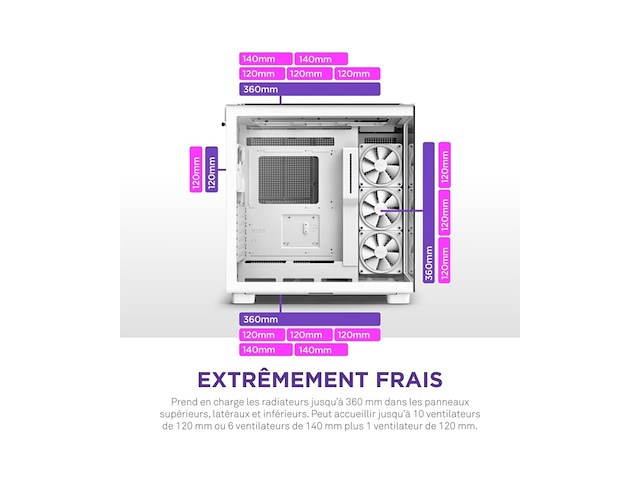 Nzxt h9 elite h9 elite mid-tower atx-gamingbehuizing met dubbele kamer wit - afbeelding 4 van  4