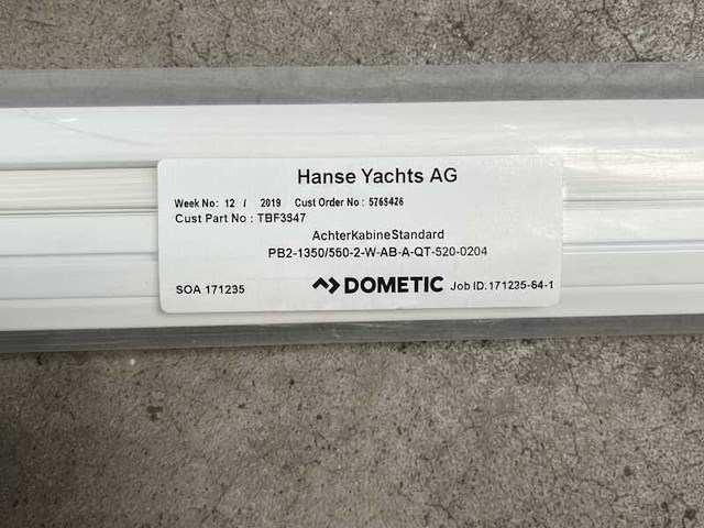 Oceanair hanse h548 marine cabin roller blind - 1350 x 580 mm - pbz1350/5802wa - afbeelding 1 van  8