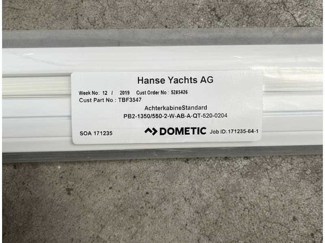 Oceanair hanse h548 marine cabin roller blind - 1350 x 580 mm - pbz1350/5802wa - afbeelding 5 van  8