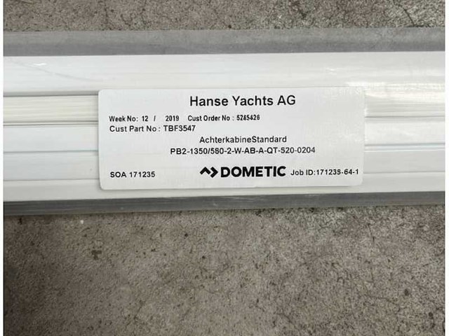 Oceanair hanse h548 marine cabin roller blind - 1350 x 580 mm - pbz1350/5802wa - afbeelding 6 van  8