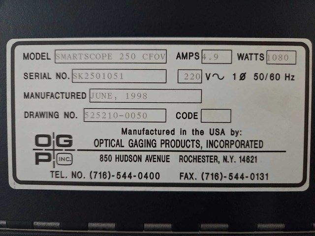 Ogp - 1998 - smartscope 250 cfov - optisch meetinstrument - afbeelding 20 van  21