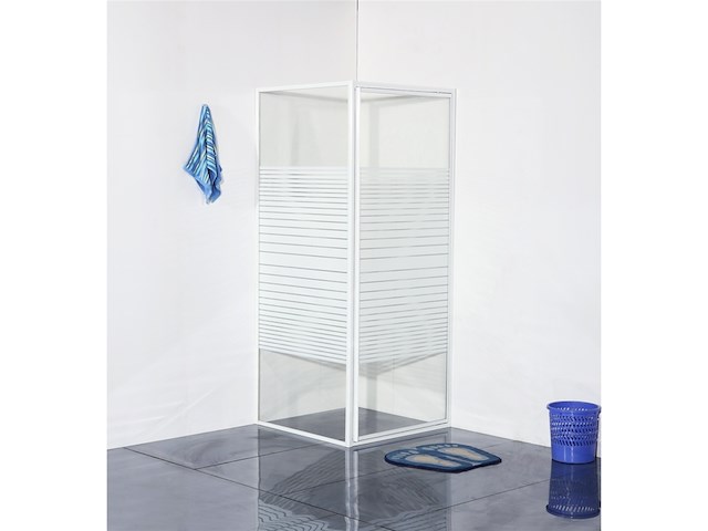 Ok douchecabine draaideur met zijwand 90x90x185 cm wit - afbeelding 2 van  4