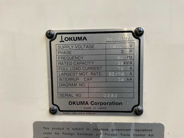 Okuma mc-50va cnc freesmachine - afbeelding 20 van  28