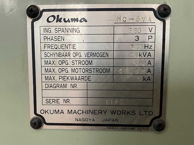 Okuma mc-5va cnc freesmachine - afbeelding 25 van  32