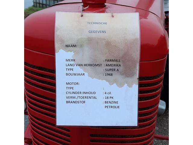 Oldtimer tractor farmall mc cormick, super a, bouwjaar 1948 - afbeelding 22 van  33