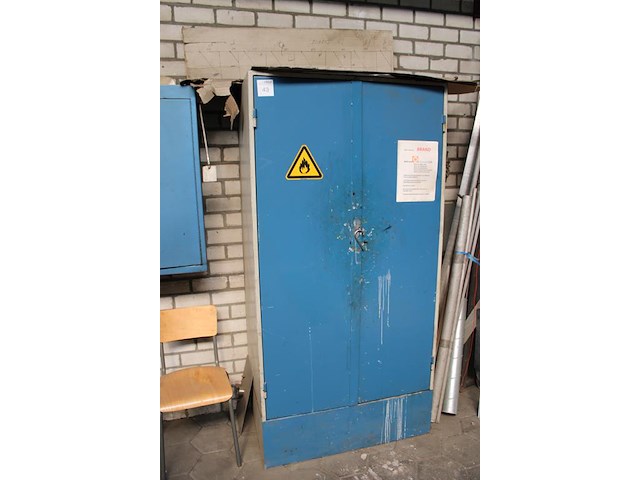 Oliën, smeermiddelen, verven en spuitbussen in chemiekast. kast afmeting 100 x 60 x 200 cm. - afbeelding 5 van  5