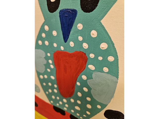 Olieverf op doek schilderij, tonnie voorn, "4 vogels" - afbeelding 2 van  3
