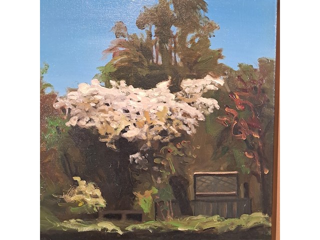 Olieverf schilderij op doek, bas sebus, waterlelies, 1995 - afbeelding 3 van  8